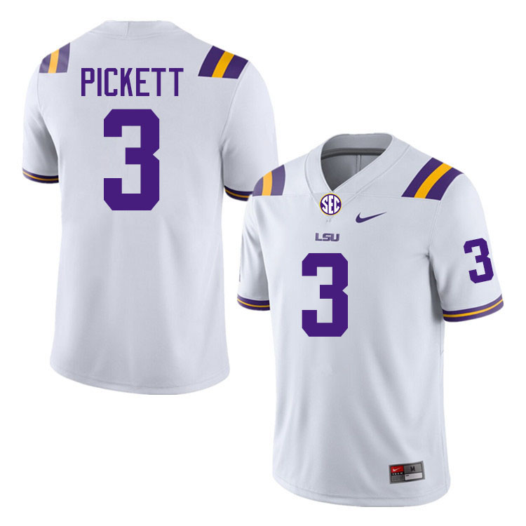 #3 DJ Pickett LSU Tigers Jersey,Louisiana State University Tigers Football Jersey-White